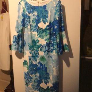 Calvin Klein trumpet sleeve sheath dress 8